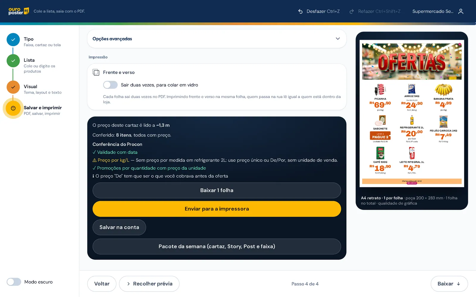 Consumer-law check before download: dated validity, price per kg/L and unit price on multi-buy deals.